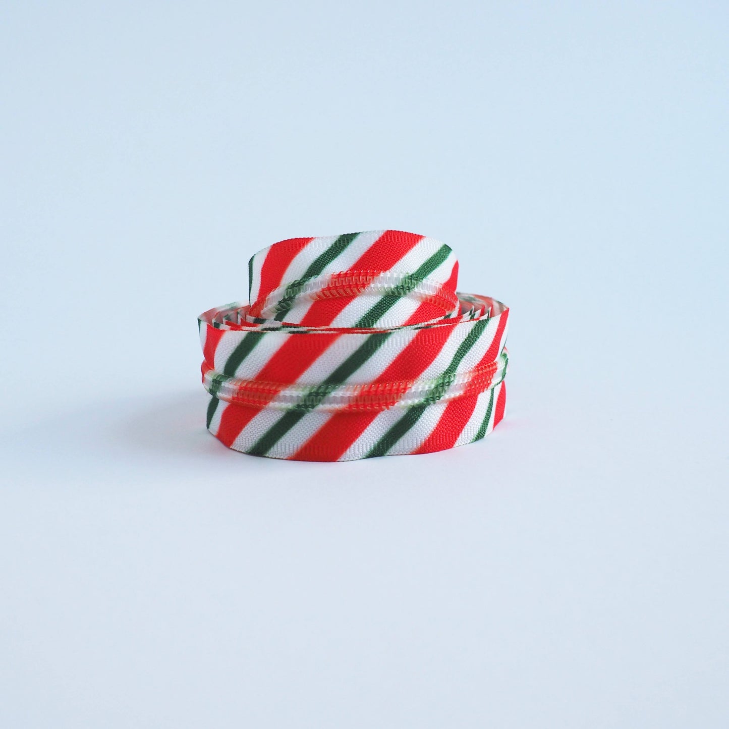 Red and Green Striped Zipper Tape - RTS