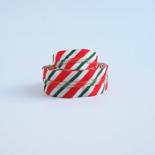Red and Green Striped Zipper Tape - RTS