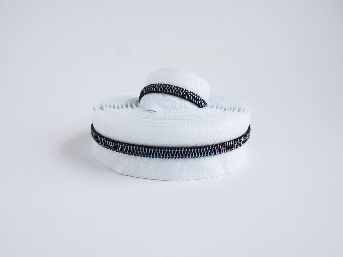 White Iridescent Zipper Tape - RTS