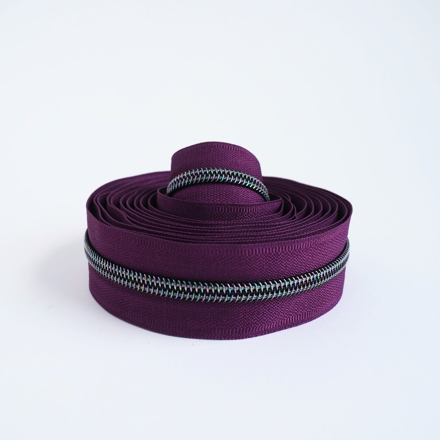 Aubergine Iridescent Zipper Tape - RTS