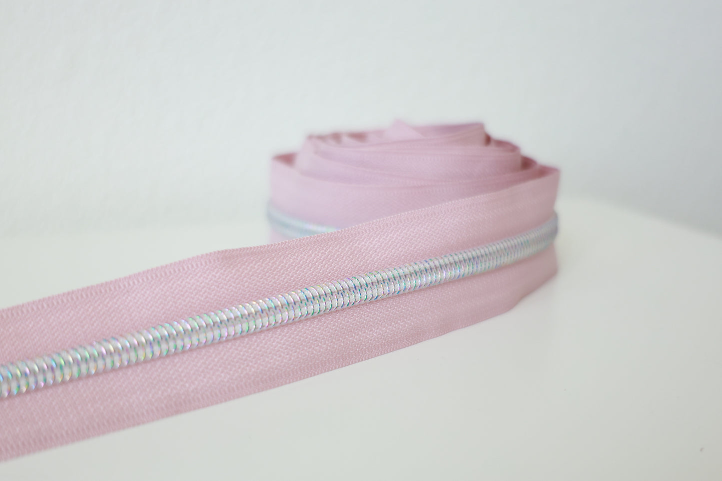Light Pink Iridescent Zipper Tape - RTS