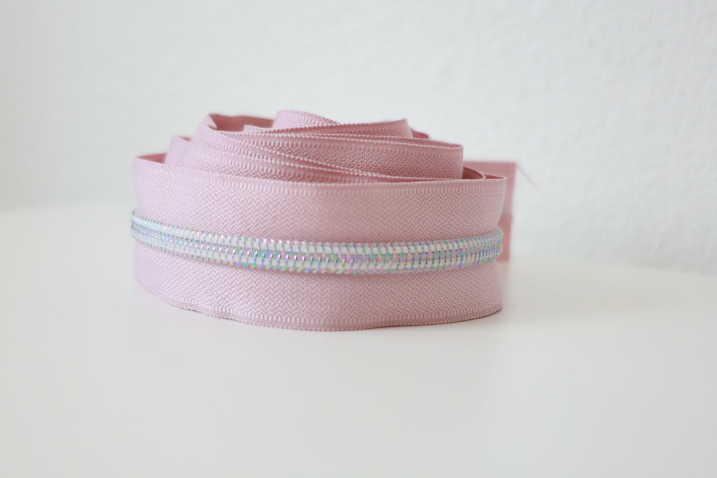 Light Pink Iridescent Zipper Tape - RTS