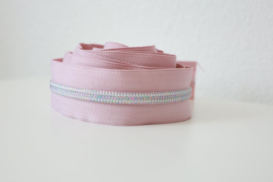 Light Pink Iridescent Zipper Tape  - RTS