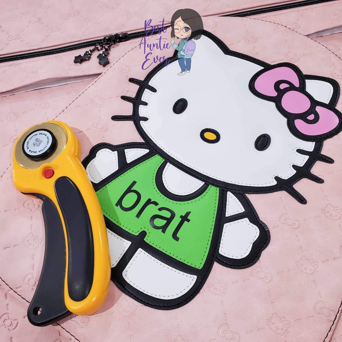BOW KITTY DEBOSSED VINYL | RTS