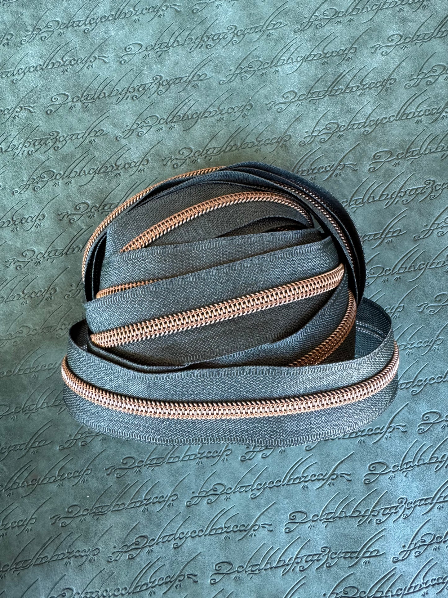 Forest Green Zipper Tape - #5 Antique Bronze - RTS