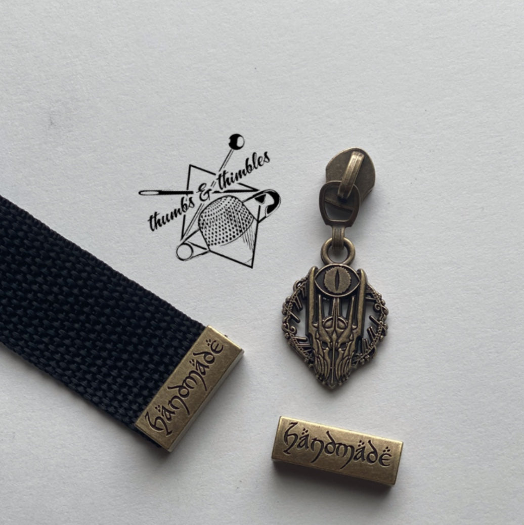 Handmade Elf Script 1" Strap Ends (2x) - R8 RTS