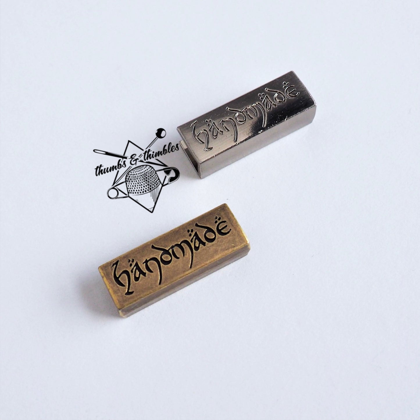 Handmade Elf Script 1" Strap Ends (2x) - R8 RTS