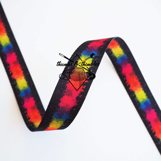 Black Rainbow Splatter Webbing - 1" - RTS
