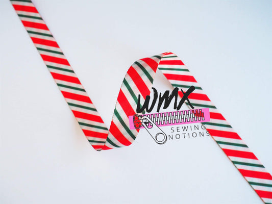 Red and Green Striped Webbing - 1" - RTS